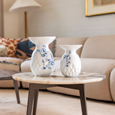 Heinen Delfts Blauw Kraagvaas Blauw Vouw 25 cm feerfoto