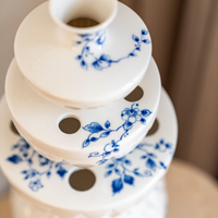 Heinen Delfts Blauw Stapelvaas Blauw Vouw 42 cm | bovenaanzicht