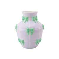 Housevitamin Flesvaas Strikjes Dolomiet Lila/Mintgroen  14x14x19cm