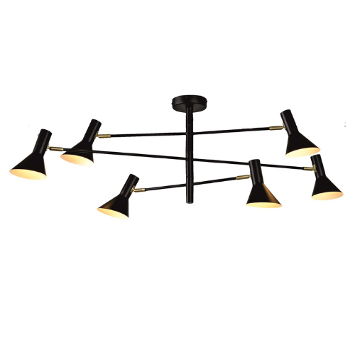 It's About Romi Plafonniere ijzer Izmir 3-arm w.124xh.39cm/6-kaps h.17x13,5cm zwart/goud accent