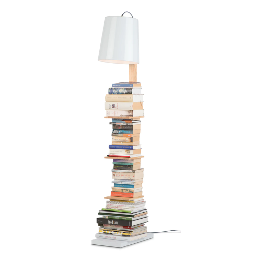 It's About Romi Vloerlamp ijzer/wood Cambridge v. boeken h.168cm/kap dia.30xh.32cm, naturel/wit