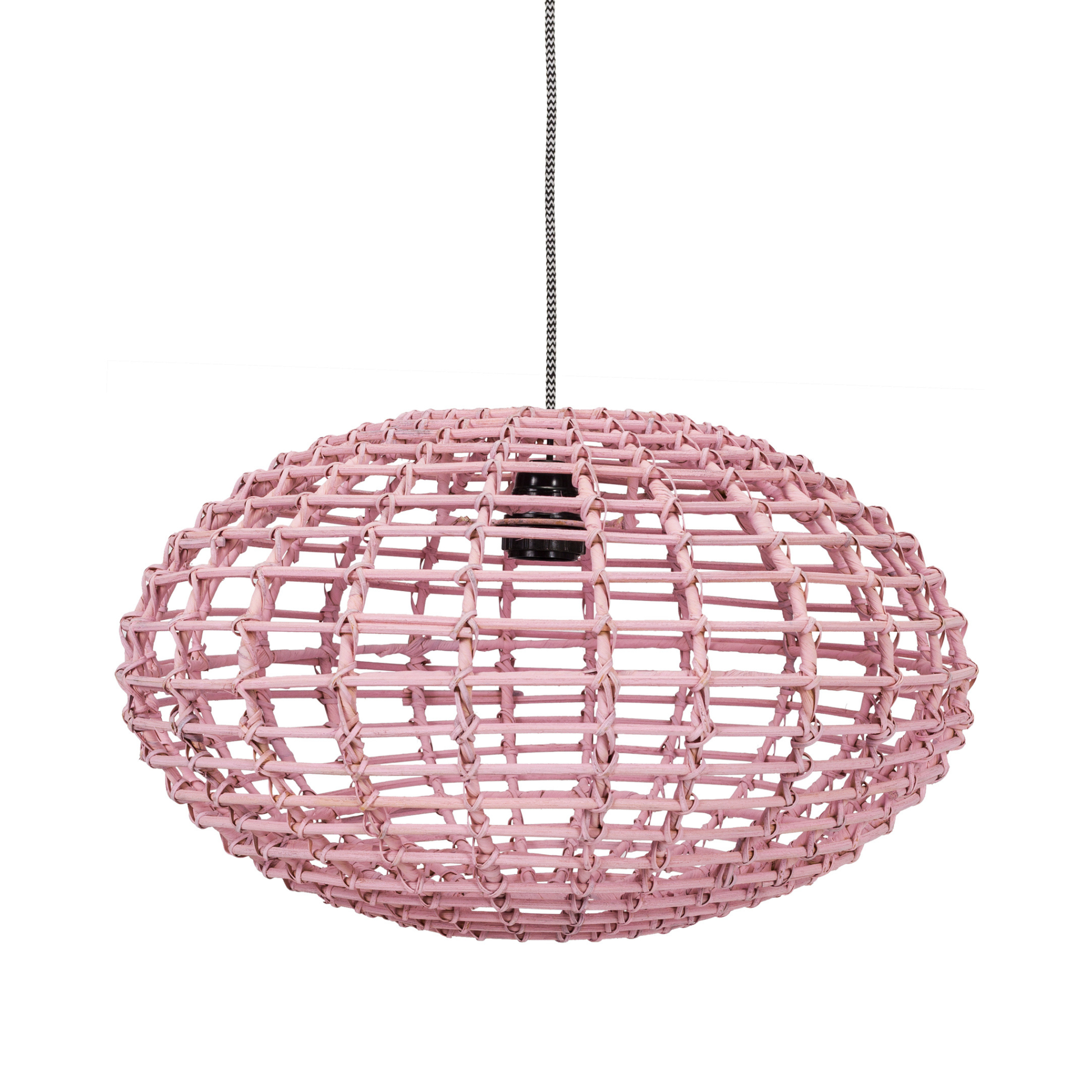 Kidsdepot Pompoen hanglamp rotan roze