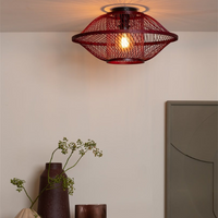 Good&amp;Mojo Ceiling lamp Maui bamboo/shade burgundy, S