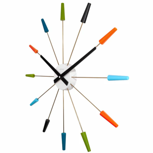 NeXtime Stille wandklok - vintage - 58 cm - roestvrij staal - 'Plug Inn'