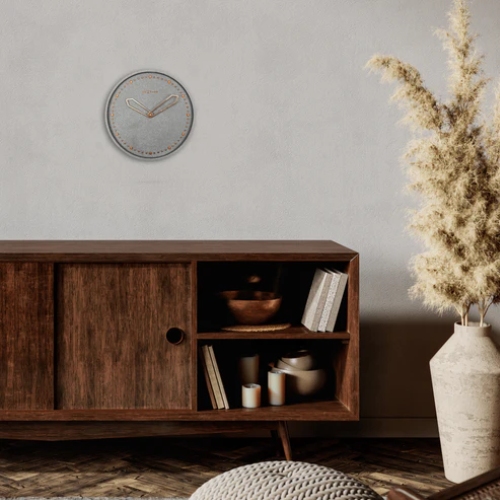 NeXtime Wandklok - 35 cm - polyresin - 'Cross' grijs sfeer foto