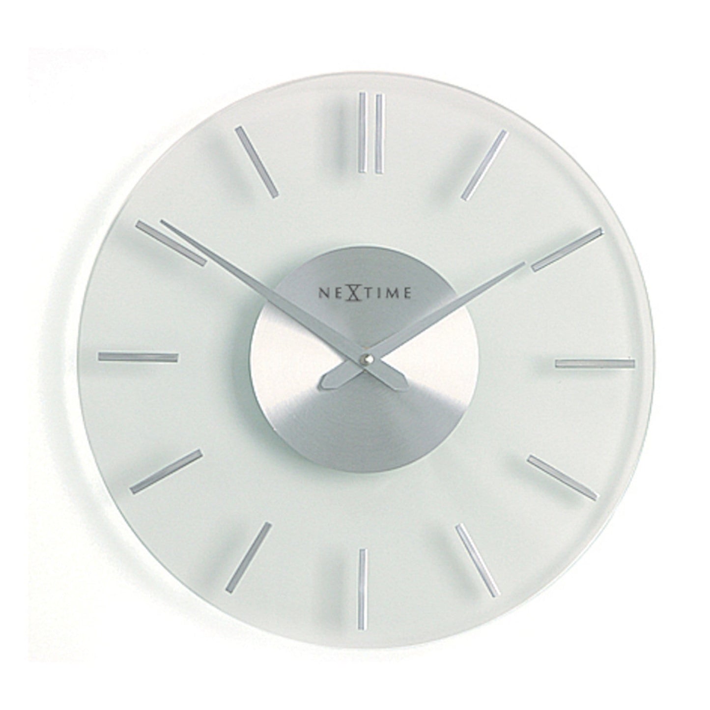 Nextime Wandklok- 26 cm - Aluminum - Glas - Stripe