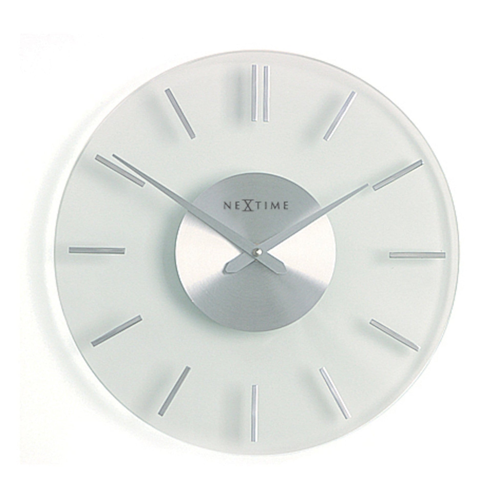 Nextime Wandklok- 26 cm - Aluminum - Glas - Stripe