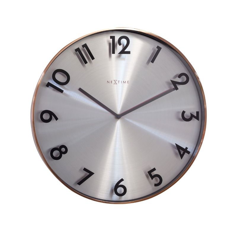 NeXtime Reflection wandklok 40 cm geborsteld metaal koper