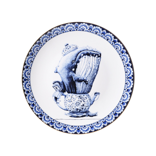 Heinen Delft Blauw Wandbord Redmer Hoekstra - Walvis - Keramiek - 31 cm