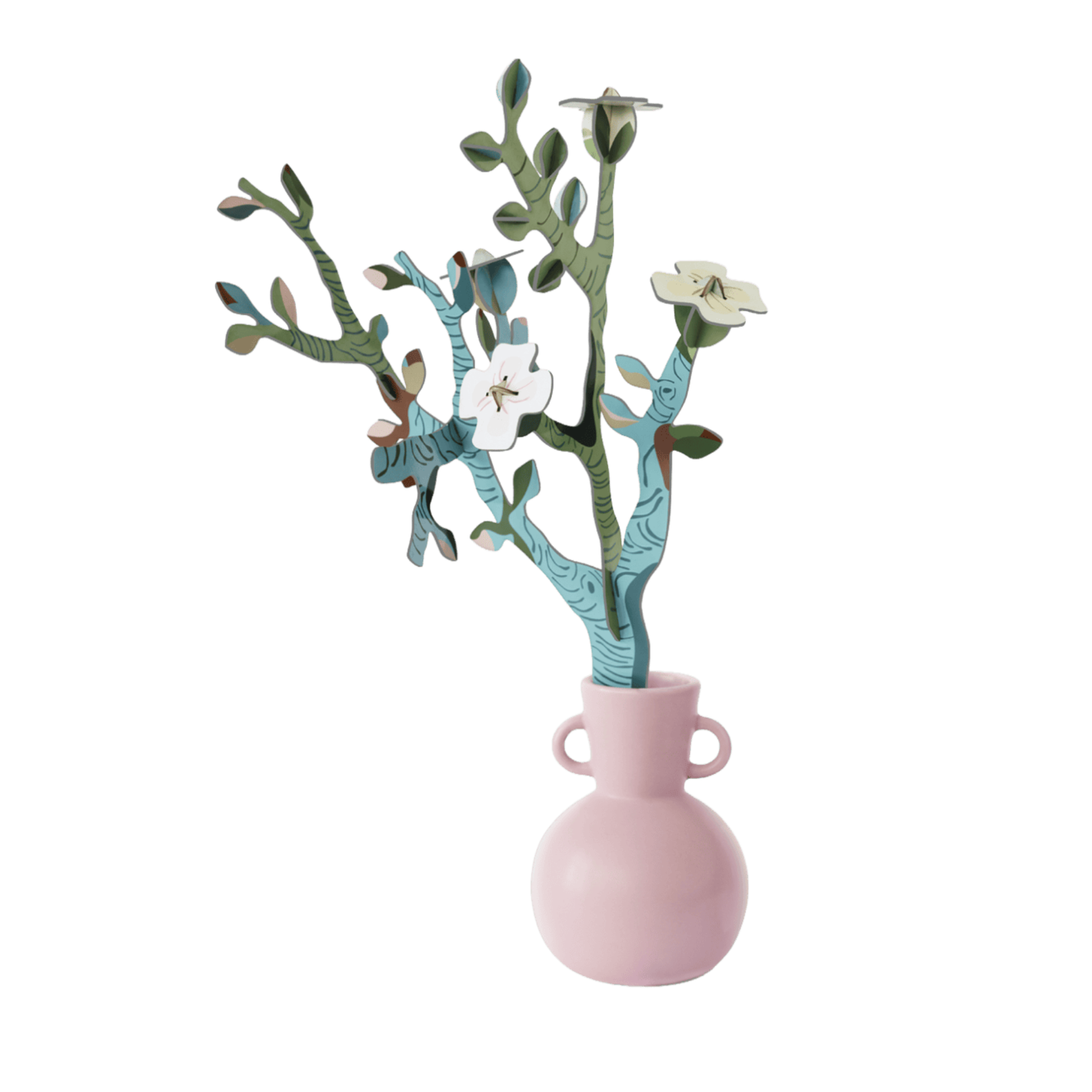 Studio ROOF 3D-boeket Van Gogh Almond Blossom van gerecycled karton in een vaas.