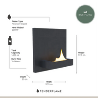 Tenderflame wall fireplace Square 180 57.5 x 57.5 cm black