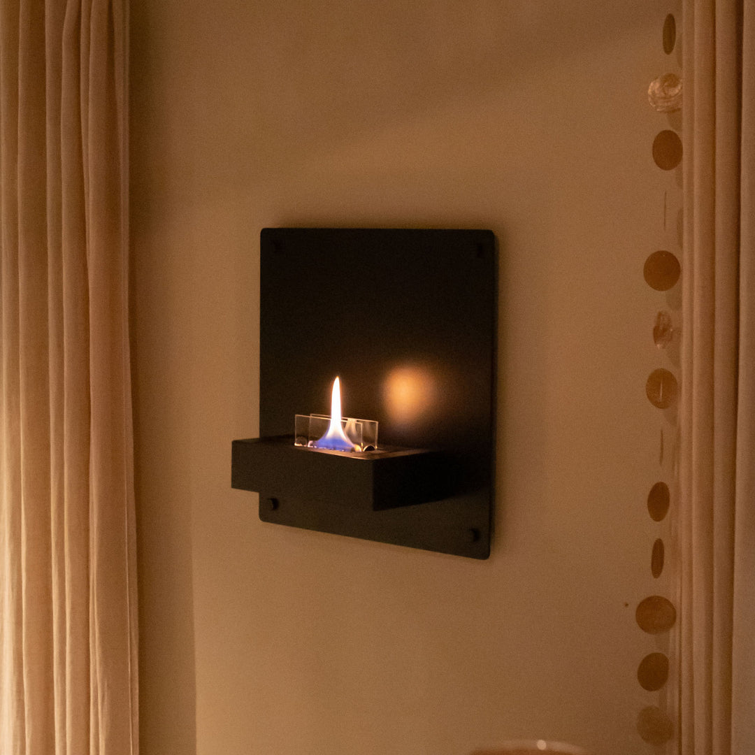 Tenderflame Solo 90 metal wall fireplace, 45 x 45 cm, black