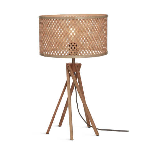 Tafellamp Java 5-poot  bamboe nat. h.48cm/kap dia.32xh.18cm. nat.