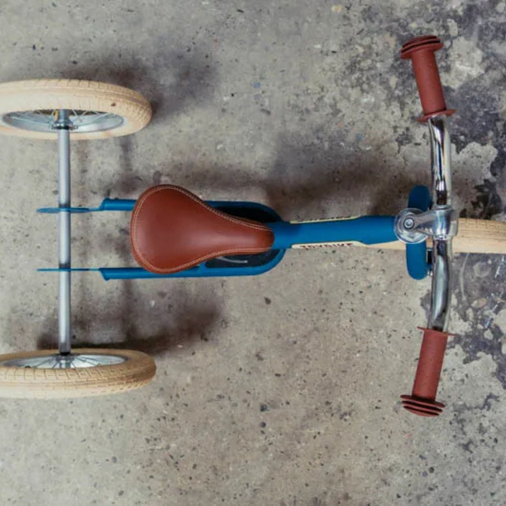 Trybike steel 2-in-1 loopfiets mat blauw bovenaanzicht