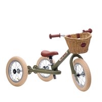 Trybike steel 2-in-1 loopfiets mat groen met mandje