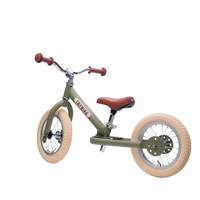 Trybike steel 2-in-1 loopfiets mat groen tweewieler