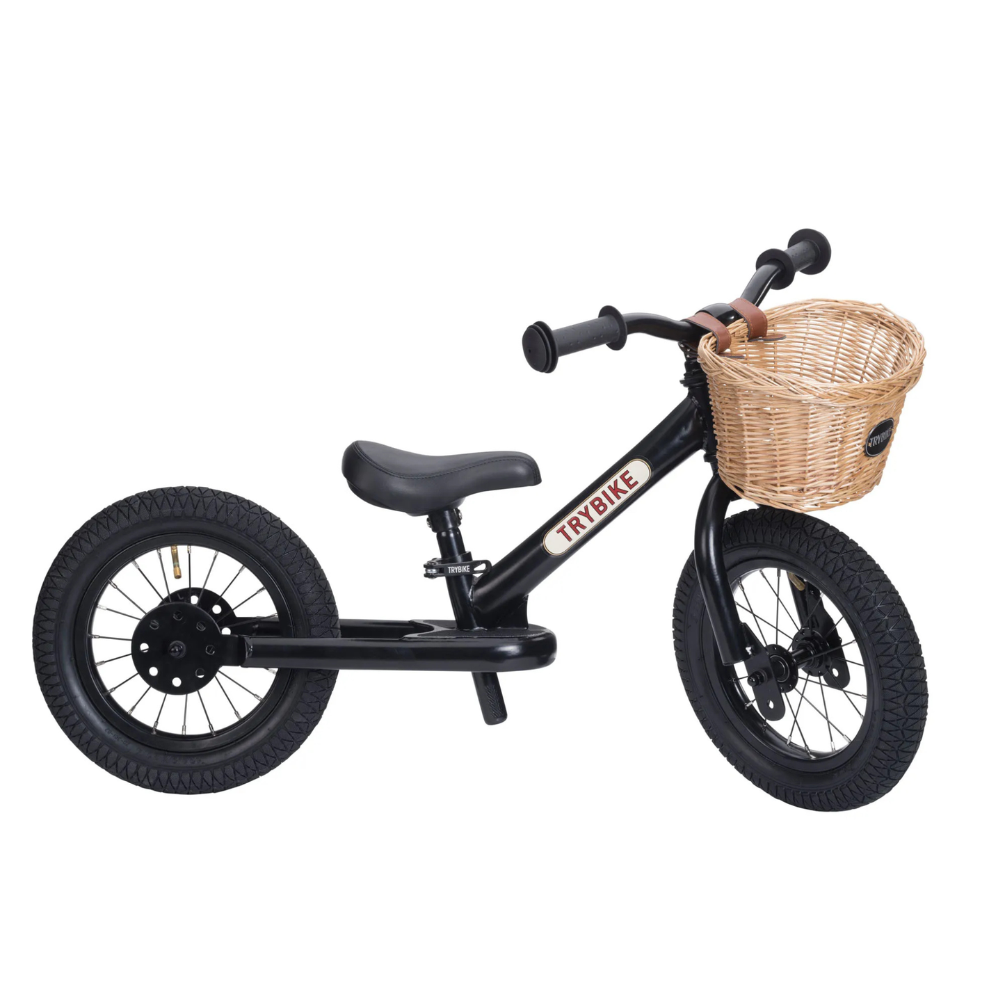 Trybike steel 2-in-1 loopfiets mat zwart tweewieler