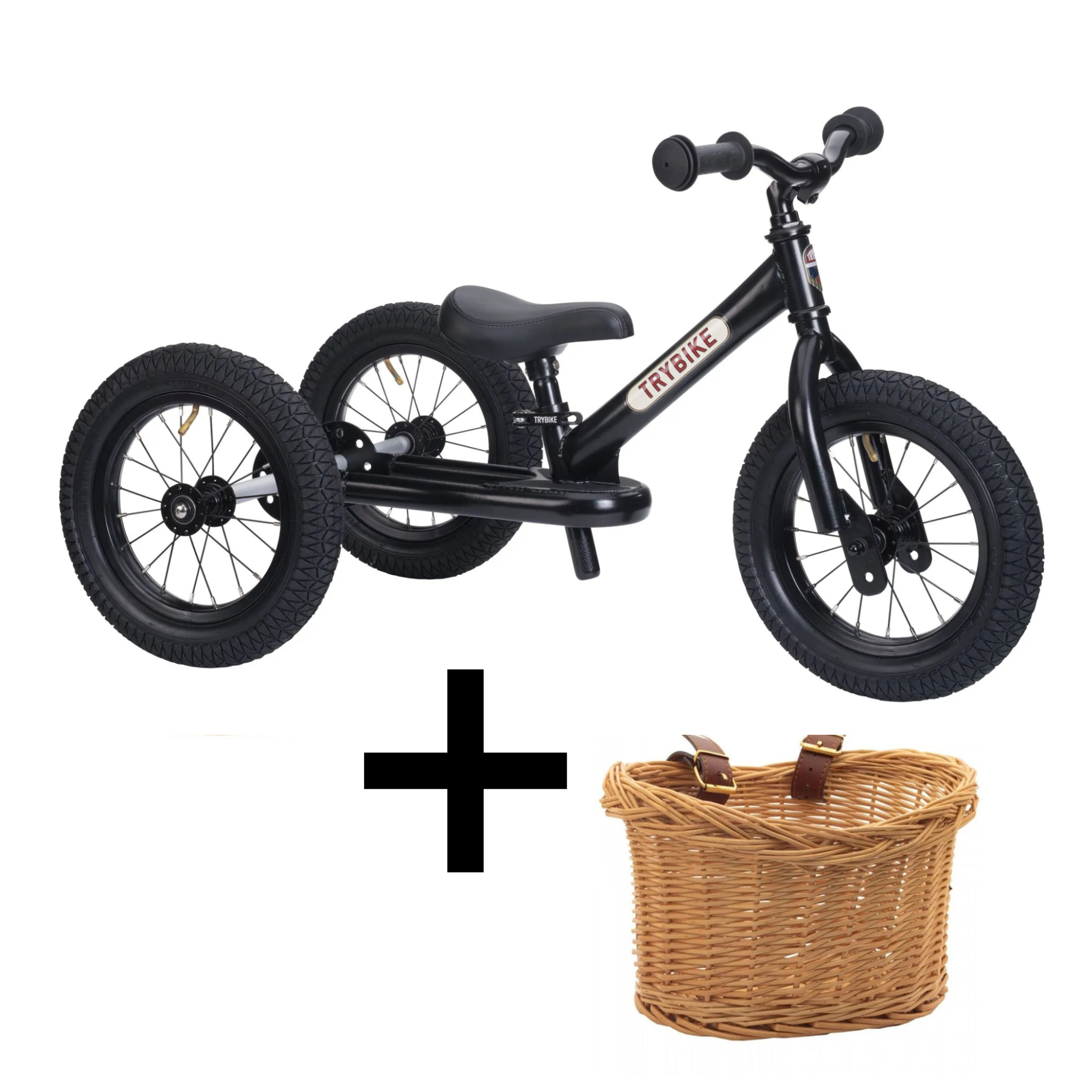 Trybike Steel loopfiets zwart met mandje