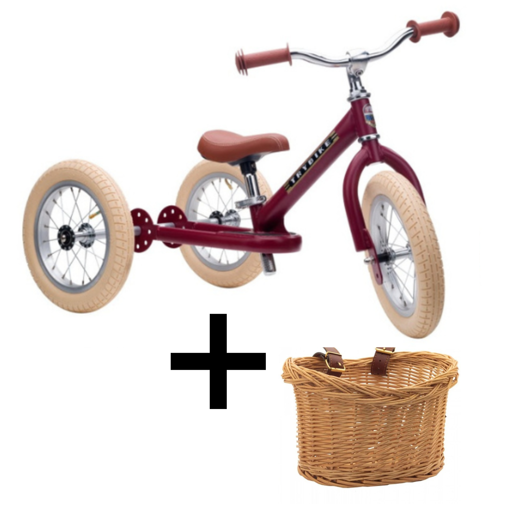 Trybike Steel loopfiets rood met mandje