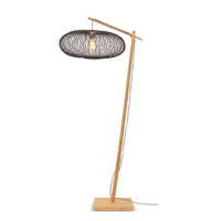 Vloerlamp Cango bamboe nat. h.176cm/kap 60x25cm zwart