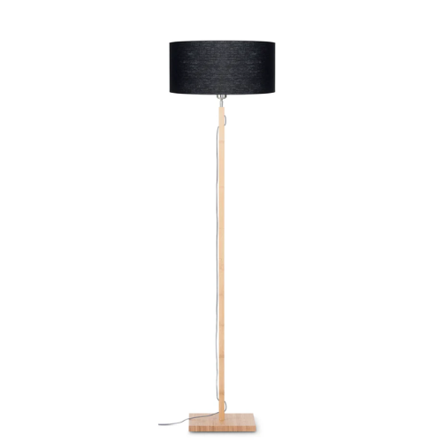 Vloerlamp Fuji bamboe h.167cm/kap 47x23cm eco linnen, zwart