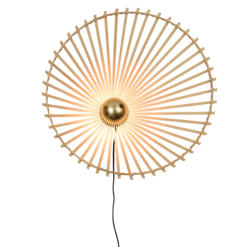 Wandlamp Bromo bamboe asymm. dia.60x13cm naturel, L