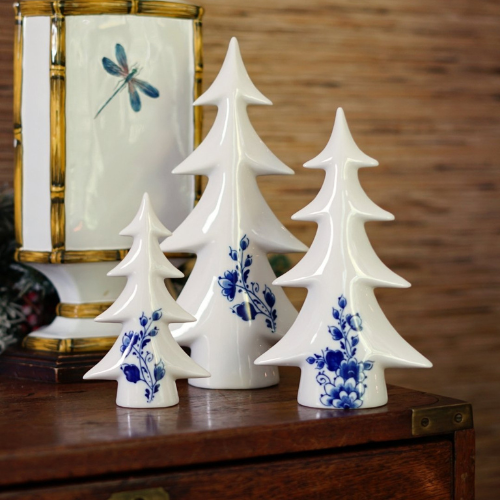 Heinen Delfts Blauw kerstboom groot 27,5 cm