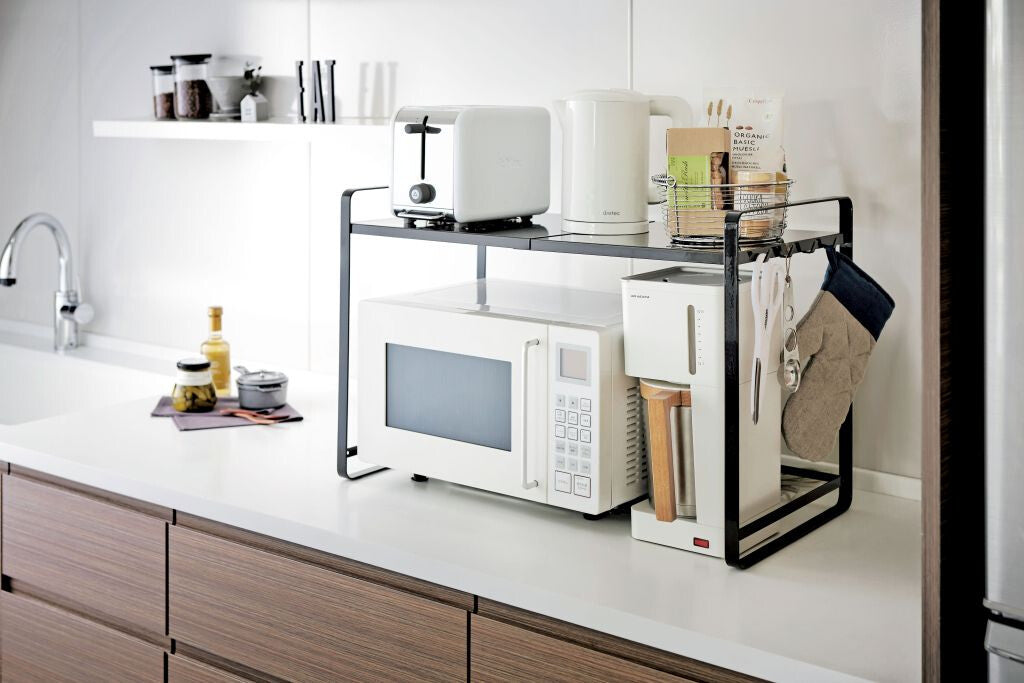 Yamazaki Ausziehbarer Arbeitsplatten-Organizer – Turm – Schwarz