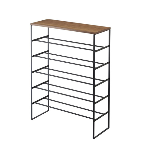 Yamazaki Schoenenrek met houten bovenblad - Tower - zwart