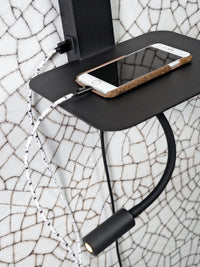 It's About Romi Wandleuchte Eisen Florence H.52cm Regal+USB+Leselampe 15000Std./Schirm 18x15cm inkl. Dimmer, d.linen