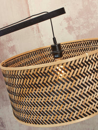 Good&amp;Mojo Stehleuchte Java Bambus nat. H.176cm/Haube Durchmesser 50xH.22cm. s/w.