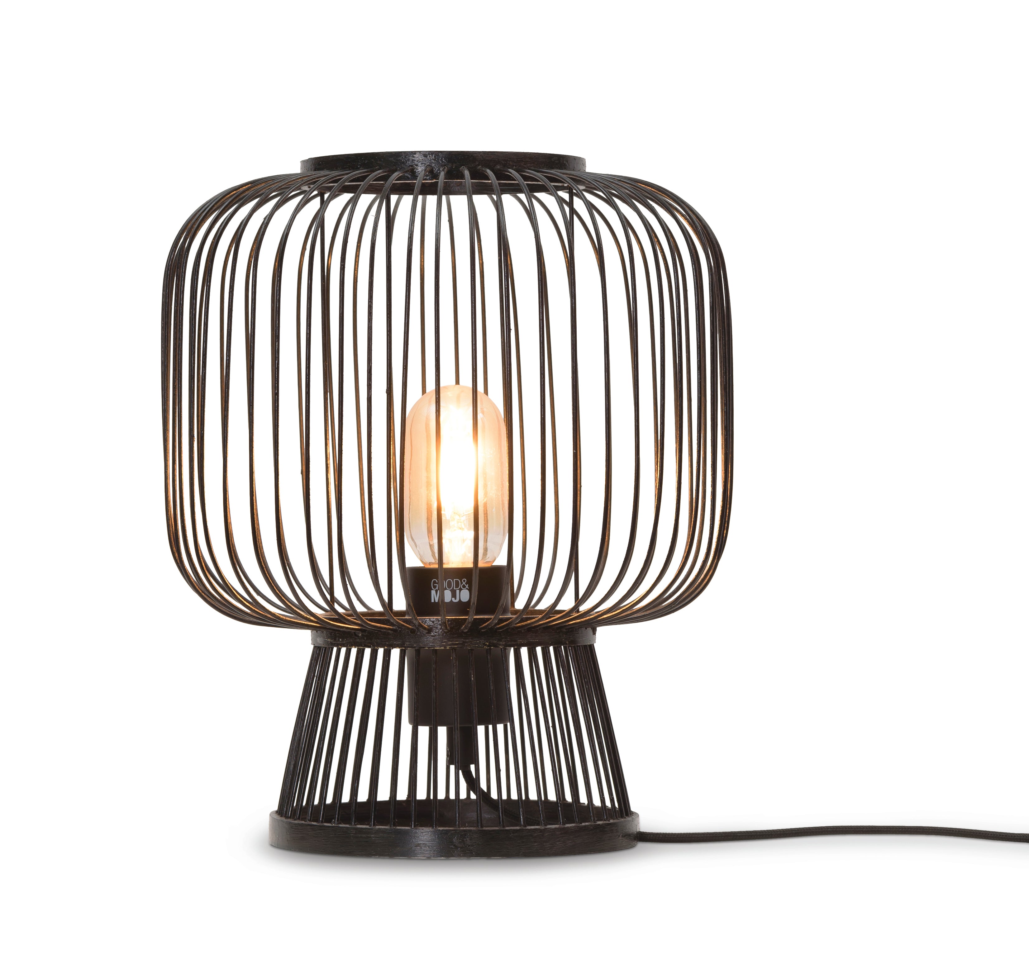 Cango Bambus Tischlampe H.30x26cm, schwarz