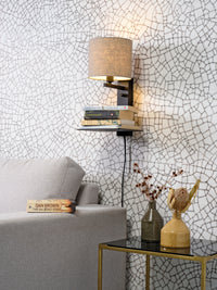 It's About Romi Wandleuchte Eisen Florence E14 m. Ablage + USB H.42cm inkl. Dimmer/Schirm 18x15cm, T. Leinen