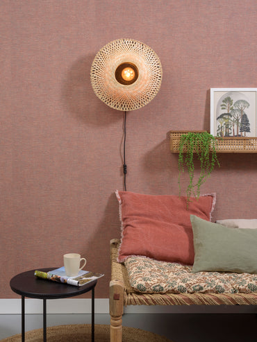 Good&amp;Mojo Wandleuchte Kalimantan Bambus flach Dm.44xH.12cm, S