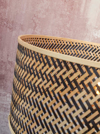 Good&amp;Mojo Java floor lamp, 3 legs, natural bamboo, height 150cm/shade diameter 50x22cm, black/natural.