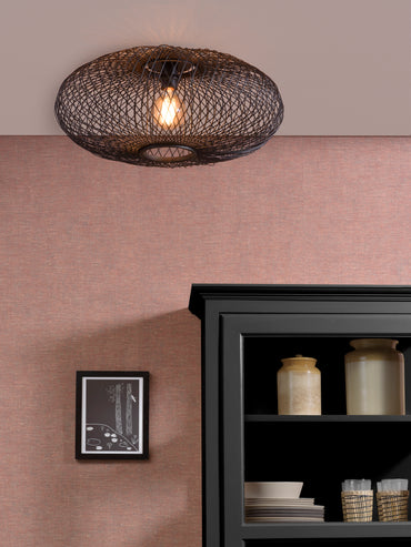 Cango bamboo ellipse ceiling lamp, diameter 60x25cm, black