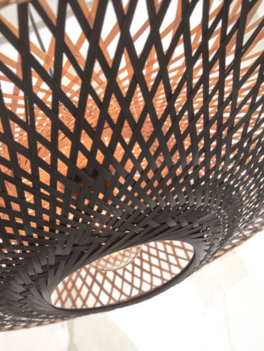 Good&amp;Mojo Hängelampe Kalimantan Bambus Ø60x15cm natur/schwarz. M