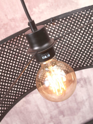 Good&amp;Mojo Hängelampe Java Bambus rund/gerade Durchm. 50 x H.22cm. Schwarz