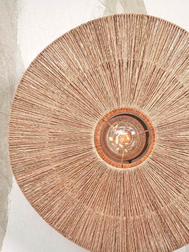 Good&amp;Mojo Wandleuchte Iguazu Jute/Scheibe L Durchm.55xH.14cm. natürlich