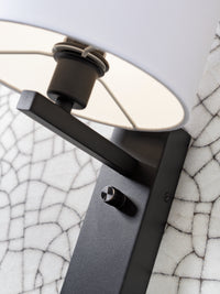 It's About Romi Wandleuchte Eisen Florence E14 m. Ablage + USB H.42cm inkl. Dimmer/Schirm 18x15cm, T. Leinen