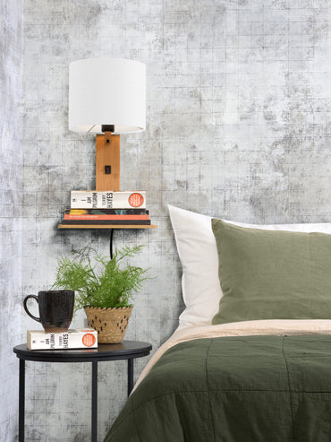 Good&Mojo Wandlamp Andes bamboe nat. plank/kap 18x15cm ecolin. wit