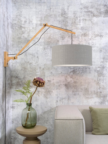 Good&Mojo Wandlamp Andes bamboe nat./kap 47x23cm ecolin. l.grijs, L