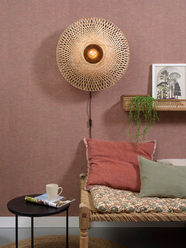 Good&amp;Mojo Wandleuchte Kalimantan Bambus flach Dm.60xH.15cm, M