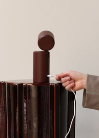 it's about RoMi Table/wall lamp Milan burgundy rechargeable