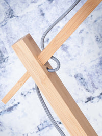 Good&amp;Mojo Stehleuchte Java Bambus nat. H.176cm/Haube Durchmesser 50xH.22cm. s/w.