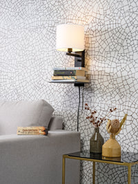 It's About Romi Wandleuchte Eisen Florence E14 m. Ablage + USB H.42cm inkl. Dimmer / Schirm 18x15cm, weiß