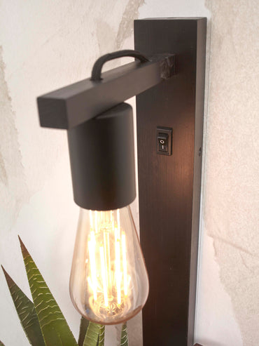 Good &amp; Mojo Wandleuchte Flores Bambus H.52cm/Regal 30x18cm. schwarz