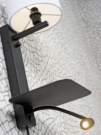 It's About Romi Wandleuchte Eisen Florence H.52cm Regal+USB+Leselampe 15000Std./Schirm 18x15cm inkl. Dimmer, d.linen