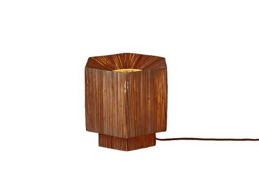 Good&Mojo Tafellamp raffia Panama rond/octogone ø28xh.26cm bruin, S