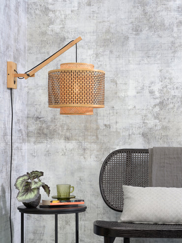 Good&amp;Mojo Wandleuchte Bhutan Bambus nat./Schirm 40x34cm s/w./nat. S